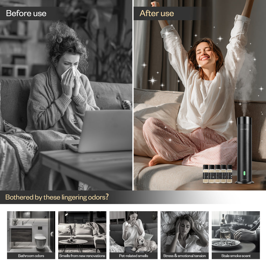 Scent Dinbor 5-star hotel inspired 5 x 20ml pure essential oil set with black scent diffuser — 100%